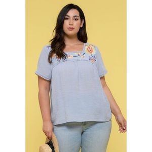 NWT Plus Size Perch by Blu Pepper Embroidered Top
